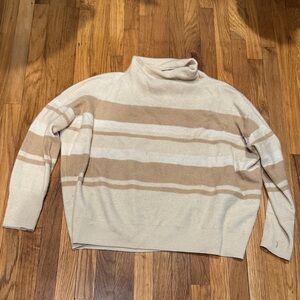 Vince Cream and Tan Striped Sweater